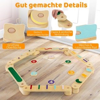 Costway Παιδική Ισορροπία DIY Πολύχρωμος Δοκός με 6 Πέτρες Ισορροπί...