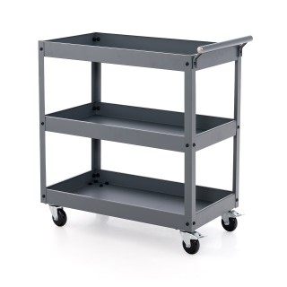 Costway Γκρι Μεταλλικό Τρόλεϊ 3 Επιπέδων με Εργονομική Λαβή TH10075GR Costway Γκρι Μεταλλικό Τρόλεϊ 3 Επιπέδων με Εργονομική Λαβή TH10075GR