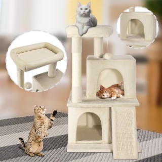 BAKAJI  Δέντρο Αναρρίχησης Καταφύγιο για Γάτες Ξύστρα Μπεζ για Αιλο...