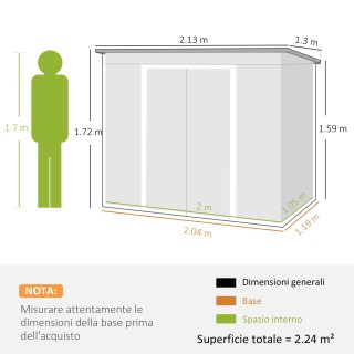 Outsunny  Αποθήκη Εργαλείων με Κεκλιμένη Στέγη, 2 Εισόδους και Αερα...