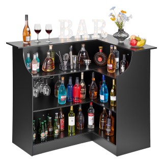 VEVOR Επιτραπέζιο Home Bar Γωνιακό Σχήματος L, Ντουλάπι Κρασιών 4 Ε...