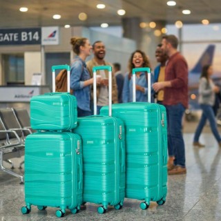 PROVITERA Σετ 4 Σκληρές Βαλίτσες από Πολυπροπυλένιο σε Πράσινο Χρώμ...