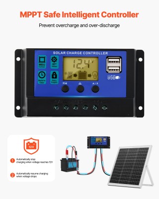 VEVOR Φορτιστής Μπαταρίας 20W 12V Ηλιακού Πάνελ με MPPT και Ρυθμιζό...