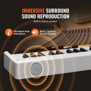 VEVOR  Φορητό Πιάνο 88 Πλήκτρων Bluetooth MIDI Λευκό  ZDSMGQ88JBSWO...