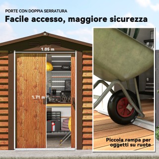 Outsunny Αποθήκη Κήπου με Συρόμενες Πόρτες, 2.3x1.5x2 μ, Καφέ 845-1...