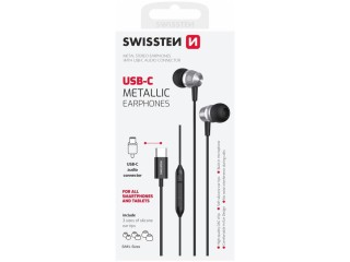 SWISSTEN Μεταλλικά Ακουστικά USB-C, Μαύρα 8595217487390 SWISSTEN Μεταλλικά Ακουστικά USB-C, Μαύρα 8595217487390