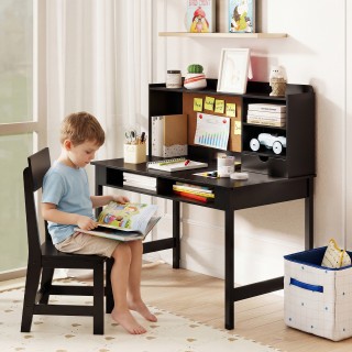 Costway Ξύλινο Παιδικό Γραφείο με Καρέκλα και Μαυροπίνακα Kork με Σ... Costway Ξύλινο Παιδικό Γραφείο με Καρέκλα και Μαυροπίνακα Kork με Σ...
