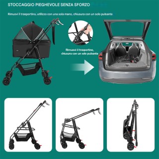 BAKAJI Καρότσι για Κατοικίδια με Αποσπώμενο Καλάθι για Σκύλους και ...