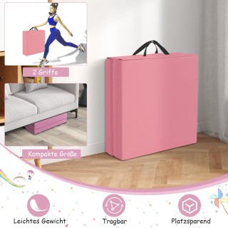 Costway  Ροζ Αναδιπλούμενο Στρώμα Γυμναστικής με Λαβές και Αντιολισ...