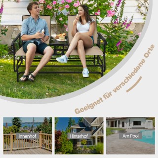 Costway Διπλή Κρεμαστή Κούνια με Τραπέζι - Μπεζ OP70357BE