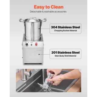 VEVOR  Επεξεργαστής Τροφίμων & Κόπτης Λαχανικών 4L Ανοξείδωτος Ατσά...