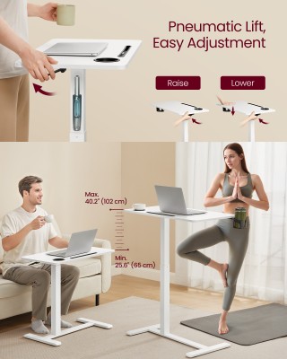 VASAGLE Κινητό Γραφείο Υπολογιστή με Ρόδες, Ρυθμιζόμενο Ύψος, 2 Θήκ...