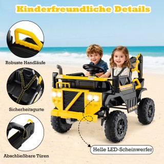 Costway 24V Ηλεκτρικός Παιδικός Εκσκαφέας με 4WD & Τηλεχειριστήριο ...