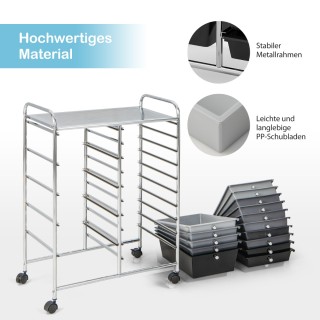 Costway Καρότσι με 15 στοιβαζόμενα συρτάρια, τροχήλατο βοηθητικό κα...