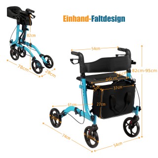 Costway Μπλε Πτυσσόμενος Ελαφρύς Αλουμινένιος Ρολατέρ Ρυθμιζόμενου ...