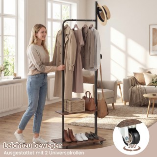 Costway Ανοιχτή κρεμάστρα ρούχων με ρόδες και 2 γάντζους, 60 x 30 x... Costway Ανοιχτή κρεμάστρα ρούχων με ρόδες και 2 γάντζους, 60 x 30 x...