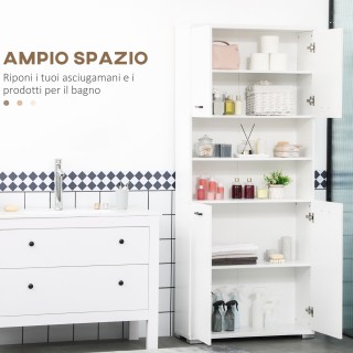 kleankin Ντουλάπι μπάνιου από μοριοσανίδα λευκή με 2 ντουλάπια με π... kleankin Ντουλάπι μπάνιου από μοριοσανίδα λευκή με 2 ντουλάπια με π...