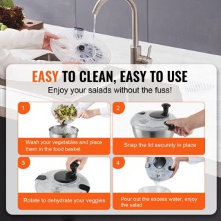 Ανοξείδωτος Στίφτης Σαλάτας VEVOR 4.75Qt για Λαχανικά & Φρούτα  BXG...
