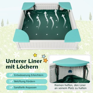 Costway  Ξύλινη Παιδική Αμμοδόχος με Oxford Κάλυψη & Βάση, 4 Γωνιακ...