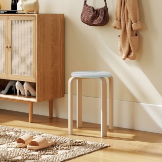 HOMCOM Σετ 4 Στρογγυλά Σκαμπό Στοιβαζόμενα από Γκρι Ξύλο, Ø40x45 εκ...