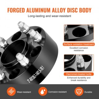 VEVOR Αποστάτες Τροχών 2 6x5.5 6 Λαμών, Σετ 4, Μαύρο  LSSFLP2YC6X57...