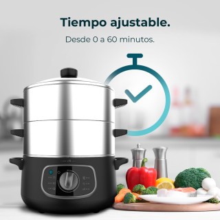 Ηλεκτρικός Ατμομάγειρας 1300W με 3 Δοχεία από Ανοξείδωτο Ατσάλι 10l... Ηλεκτρικός Ατμομάγειρας 1300W με 3 Δοχεία από Ανοξείδωτο Ατσάλι 10l...