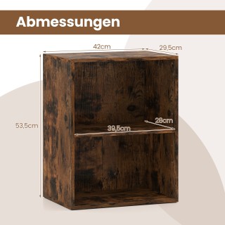 Costway Ξύλινο ανοιχτό ράφι βιβλιοθήκης 2 επιπέδων, ρουστίκ καφέ, 4...