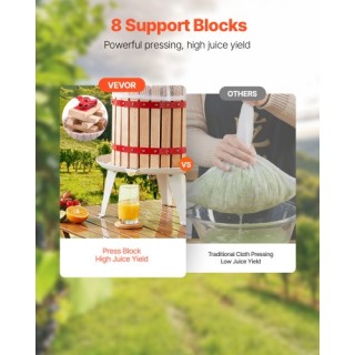 VEVOR Πρέσα Φρούτων Ξύλινο Καλάθι 18L για Παρασκευή Κρασιού GJYZJLS...