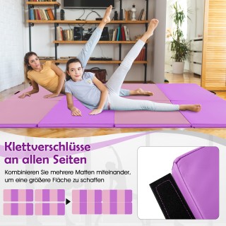 Costway Πτυσσόμενο Στρώμα Γυμναστικής με Χερούλια Μεταφοράς, Μωβ + ...