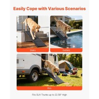 VEVOR Πτυσσόμενη Ράμπα Σκύλων Αυτοκινήτου, 160 x 43.2 εκ., για Σκύλ...