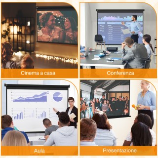 HOMCOM Οθόνη Προβολέα 100 Αναλογία 4:3 Ρυθμιζόμενη με Τηλεχειριστήρ...