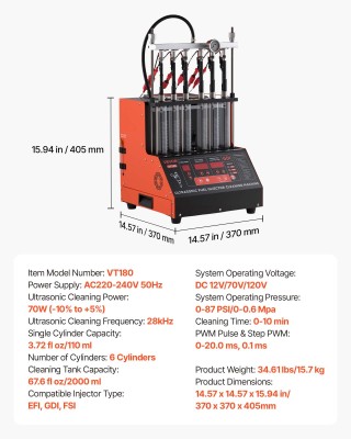 VEVOR Μηχανή Καθαρισμού Μπεκ Εγχύσεων, 9 Λειτουργίες Δοκιμής, Υπερη... VEVOR Μηχανή Καθαρισμού Μπεκ Εγχύσεων, 9 Λειτουργίες Δοκιμής, Υπερη...