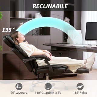 HOMCOM Καρέκλα Γραφείου από Δερματίνη PU με Υποπόδιο, Ρυθμιζόμενο Π... HOMCOM Καρέκλα Γραφείου από Δερματίνη PU με Υποπόδιο, Ρυθμιζόμενο Π...