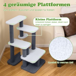 Costway Πύργος & Σκάλα Γάτας 2-σε-1 με Στύλο από Σιζάλ και 3 Μεγάλε...