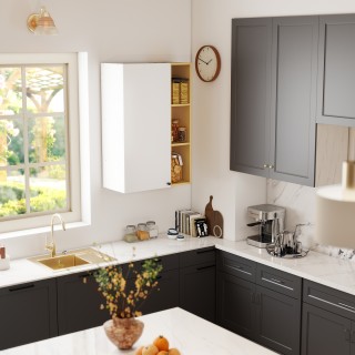 HOMCOM Ντουλάπι Μπάνιου Τοίχου με Ρυθμιζόμενα Ράφια και 3 Ανοιχτά Ρ...