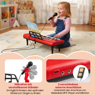 Costway Ψηφιακό Ηλεκτρονικό Πιάνο 37 Πλήκτρων Κόκκινο με Μικρόφωνο,...