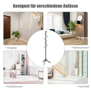 Costway Κρεμάστρα με 8 γάντζους, ξύλινη ρυθμιζόμενη σε ύψος 175 cm,...