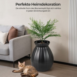 Costway Έξυπνη Αυτοκαθαριζόμενη Τουαλέτα Γάτας με Φυτό 63L Μαύρο PV...