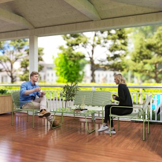 Outsunny Σετ Εξωτερικού Χώρου Rattan PE με Διαστάσεις: Καναπές, 2 Π...