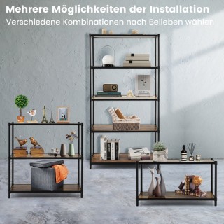 Costway 5-όροφος βιβλιοθήκη ελεύθερης τοποθέτησης ράφι αποθήκευσης ...