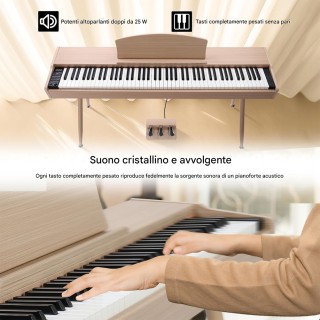 BAKAJI Ηλεκτρικό Πιάνο Πλήκτρα με 88 Πλήκτρα και Πεντάλ σε Φυσικό Χ... BAKAJI Ηλεκτρικό Πιάνο Πλήκτρα με 88 Πλήκτρα και Πεντάλ σε Φυσικό Χ...