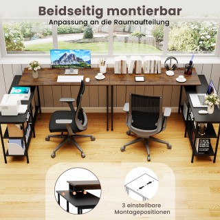 Costway Γωνιακό Γραφείο Gaming σε Σχήμα L με 2 Ράφια Αποθήκευσης, Υ... Costway Γωνιακό Γραφείο Gaming σε Σχήμα L με 2 Ράφια Αποθήκευσης, Υ...