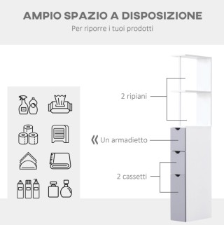 Εταζέρα Μπάνιου με 3 Ντουλάπια και 2 Ράφια 15 x 33 x 136 cm HOMCOM ... Εταζέρα Μπάνιου με 3 Ντουλάπια και 2 Ράφια 15 x 33 x 136 cm HOMCOM ...