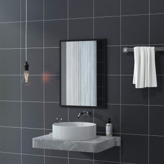 HOMCOM Ορθογώνιος καθρέφτης τοίχου με γάντζους, σε γυαλί και MDF, 6... HOMCOM Ορθογώνιος καθρέφτης τοίχου με γάντζους, σε γυαλί και MDF, 6...