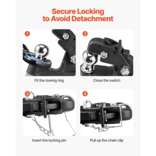 VEVOR Πείρος Ρυμούλκησης 2 ιντσών Υποδοχή Γάντζου 2.5-3 ιντσών Δακτ...