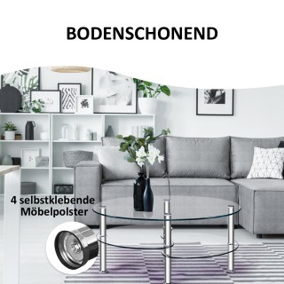 Costway  Οβάλ Τραπεζάκι Σαλονιού με Τριπλή Ραφιέρα και Ασφαλές Σκλη...