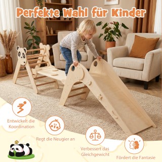 Costway Αναδιπλούμενο ξύλινο σετ αναρρίχησης Montessori με μοτίβο π...