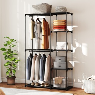 HOMCOM Φορητή Ντουλάπα με 2 Ράβδους και 6 Ράφια, από Ύφασμα μη Υφασ... HOMCOM Φορητή Ντουλάπα με 2 Ράβδους και 6 Ράφια, από Ύφασμα μη Υφασ...