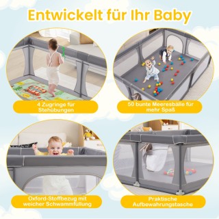 Costway  Παιδικό πάρκο με 50 μπάλες, 2 πόρτες, αναπνεύσιμο δίχτυ κα...