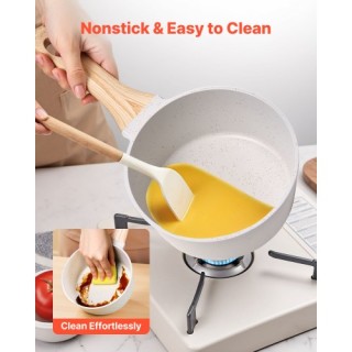 VEVOR Λευκή Κατσαρόλα 1.5QT με Αντικολλητική Επίστρωση, Γυάλινο Καπ...